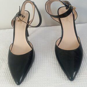 Nine West Leather Black Heels Pumps Ankle Straps Like New Size 9